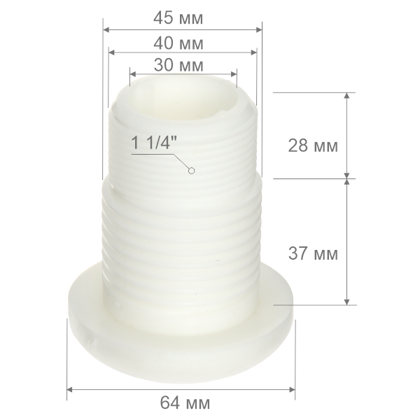 Отвод SENKRON 1 1/4" врезка в емкость, бак, бочку, Единиц в одном товаре штук: 1, изображение 3