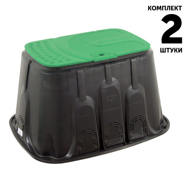 Клапанный бокс POELSAN 74012 STANDART 12" (трехместный), короб для клапанов полива. Комплект  2 штуки, Единиц в одном товаре штук: 2