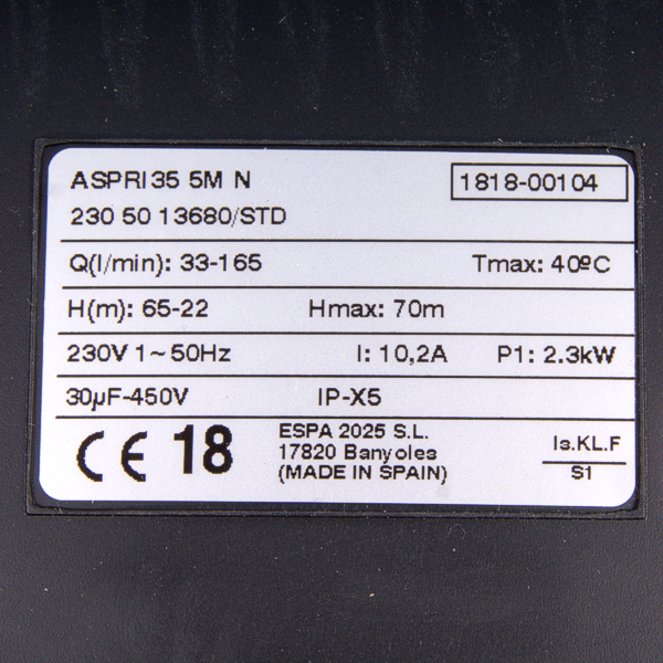 Насос ESPA Aspri 35 5M N ( 9 м3 / 6,8 Атм / 2.3 кВт ), изображение 13